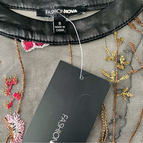 🌸3 for $30 NWT Fashion Nova Daisies  Mesh Floral Tops Embroidery Size S sheer - Picture 14 of 17